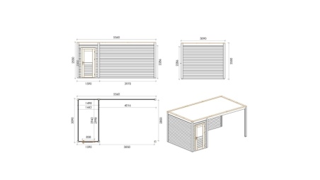 Gartenhaus, Gerätehaus Veya 5.56x3.09m - 17.18m2 - 28mm - Imprägniert