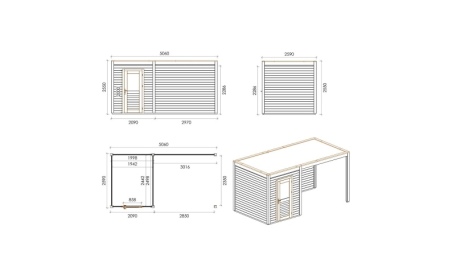 Gartenhaus, Gerätehaus Luma 5.06x2.59m - 13.11m2 - 28mm - Imprägniert