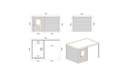 Gartenhaus, Gerätehaus Luma 4.56x3.09m - 14.09m2 - 28mm - Imprägniert