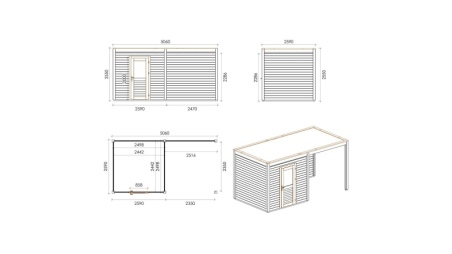 Gartenhaus, Gerätehaus Nexa 5.06x2.59m - 13.11m2 - 28mm - Imprägniert