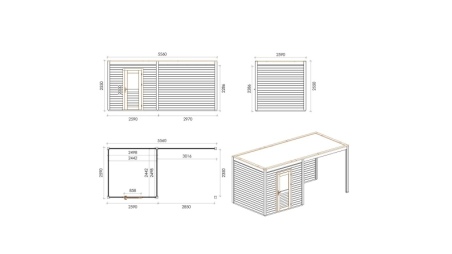 Gartenhaus, Gerätehaus Nexa 5.56x2.59m - 14.4m2 - 28mm - Imprägniert