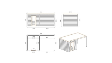 Gartenhaus, Gerätehaus Nexa 5.56x3.09m - 17.18m2 - 28mm - Imprägniert