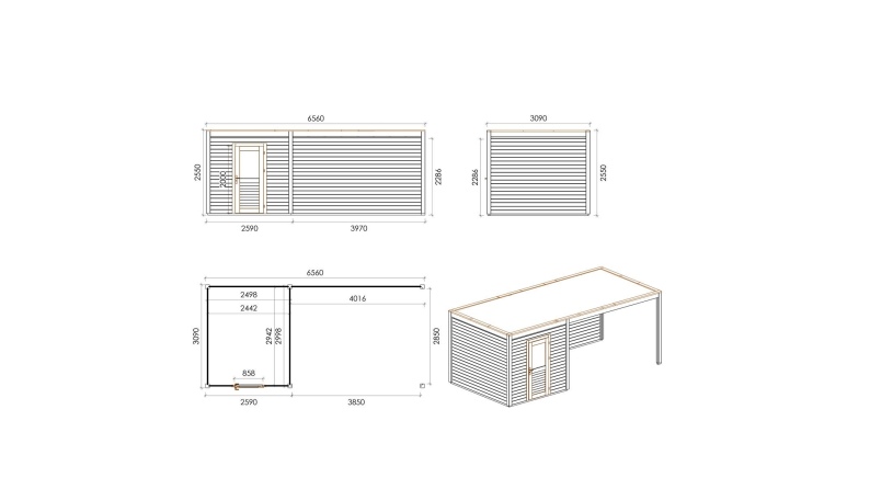 Gartenhaus, Gerätehaus Nexa 6.56x3.09m - 20.27m2 - 28mm - Imprägniert