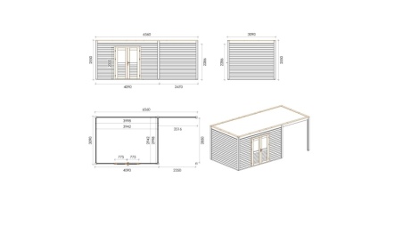 Gartenhaus, Gerätehaus Nova 6.56x3.09m - 20.27m2 - 28mm - Imprägniert