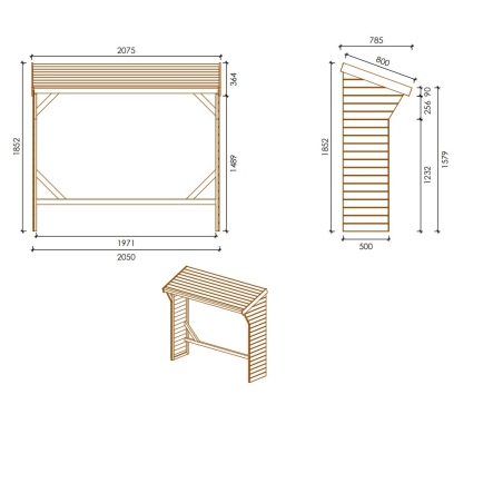 Holzschuppen 1.55m3 - 2x0.5m - H.1.85m - Imprägniert 